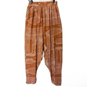 Free People Intimately  Orange patterned harem pants balloon pants S pockets